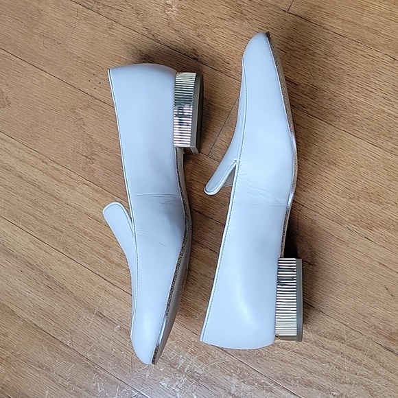 Michael Kors White Loafers with Gold Heel - Picture 4 of 8